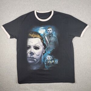 Vintage Halloween 4 Ringer T Shirt Mens LRG Black White Michael Myers 80s Horror
